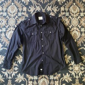 PD&C black button collared shirt